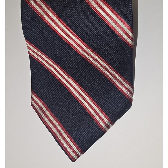 Pierre Cardin Other - Pierre Cardin Men's Silk Tie Navy Blue Red White Diagonal Rep Stripe Accessory